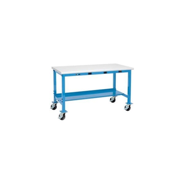 Global Equipment 48 x 30 Mobile Production Workbench - Power Apron, Laminate Safety Edge Blue 319363WBBL - main